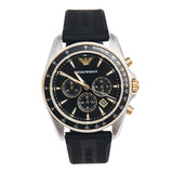 Emporio Armani Sigma Chronograph lack Dial Black Rubber Strap Watch For Men - AR80003