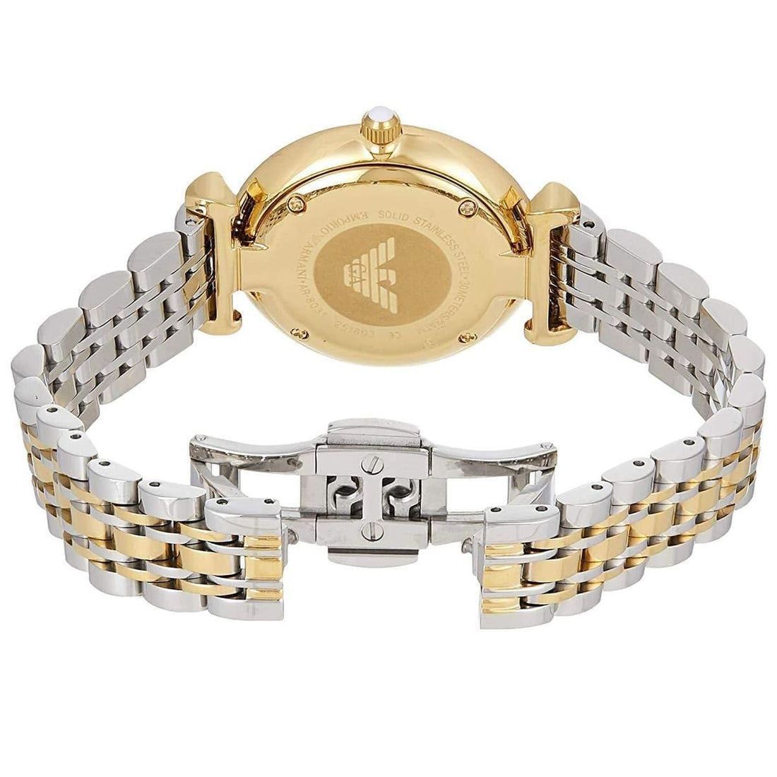 Emporio Armani Gianni T Bar White Dial Two Tone Steel Strap Watch For Women - AR8031