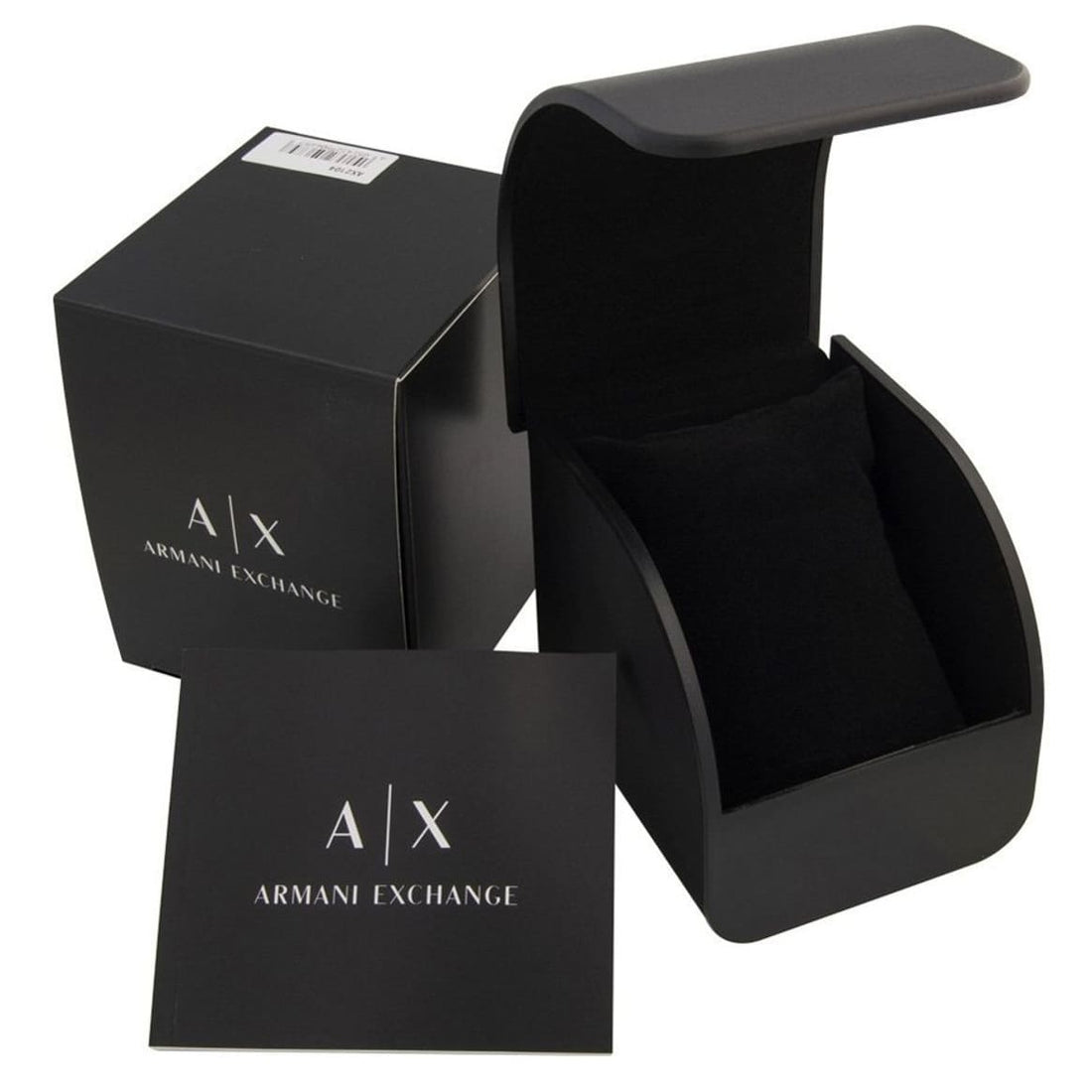 Armani Exchange Hampton Chronograph Black Dial Black Leather Strap Watch For Men - AX2400