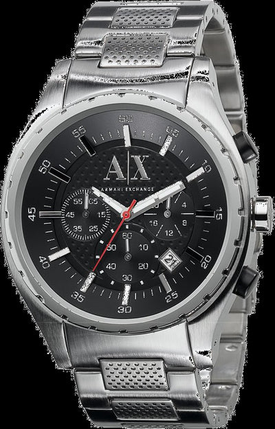 Armani Exchange Miami Chronograph Black Dial Silver Steel Strap Watch For Men - AX1057