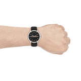 Armani Exchange Hampton Chronograph Black Dial Black Leather Strap Watch For Men - AX2101