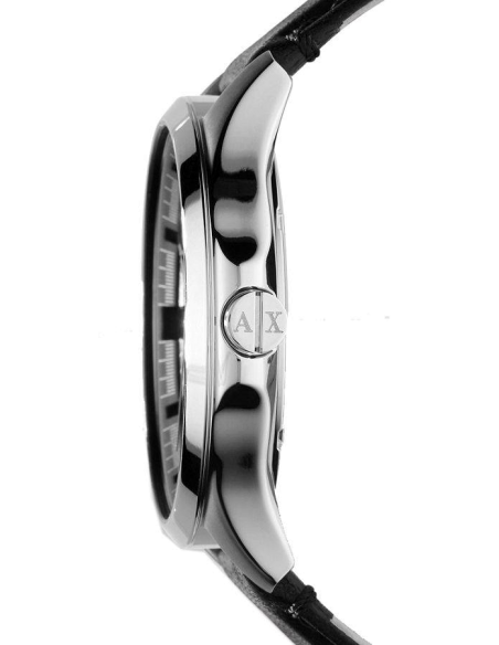 Armani Exchange Hampton Chronograph Black Dial Black Leather Strap Watch For Men - AX2101