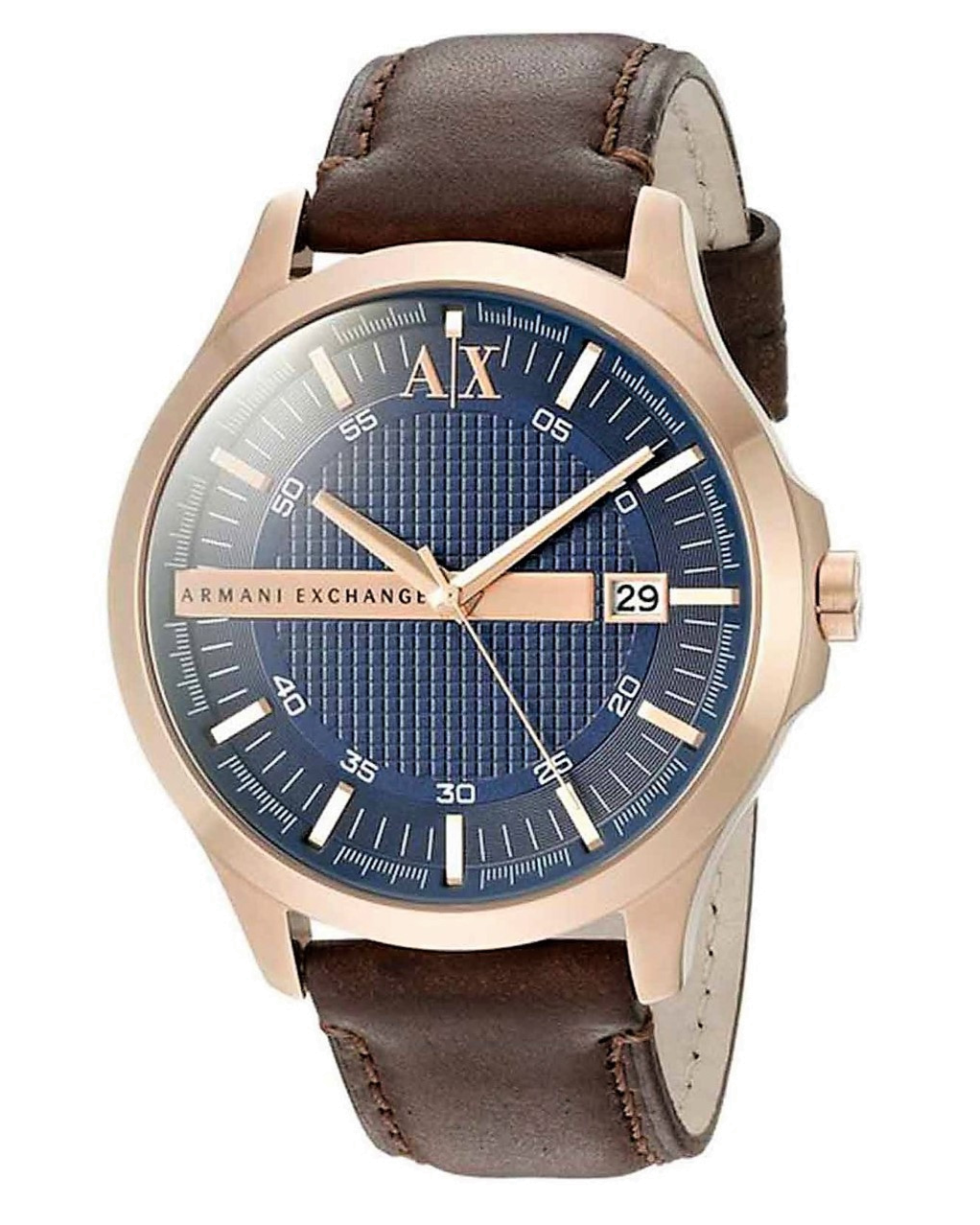 Armani Exchange Hampton Chronograph Blue Dial Brown Leather Strap Watch For Men - AX2172