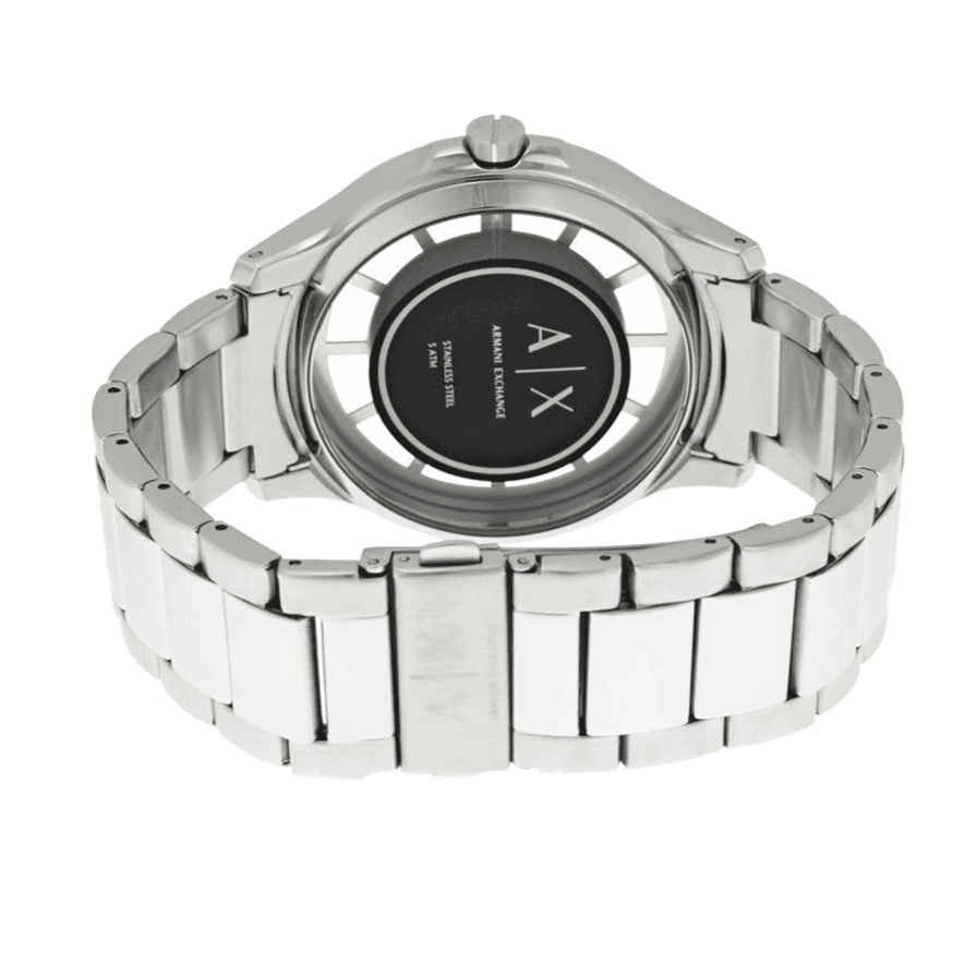 Armani Exchange Hampton Chronograph Black Dial Silver Steel Strap Watch For Men - AX2179