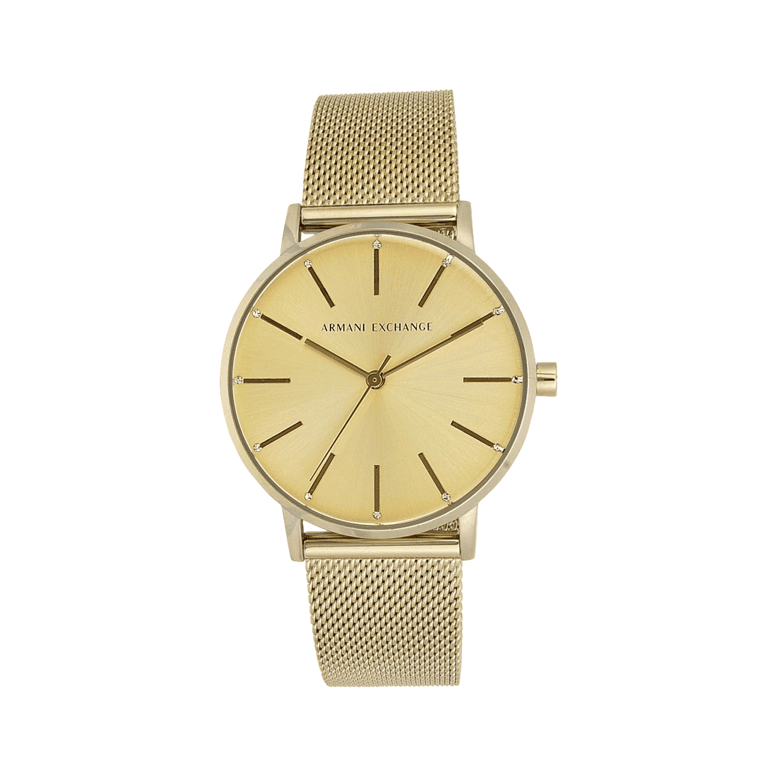 Armani Exchange Lola Analog Gold Dial Gold Mesh Strap Watch For Women - AX5536