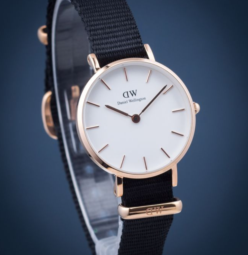 Daniel Wellington Classic Petite Cornwall White Dial Black NATO Strap Watch For Women - DW00100251