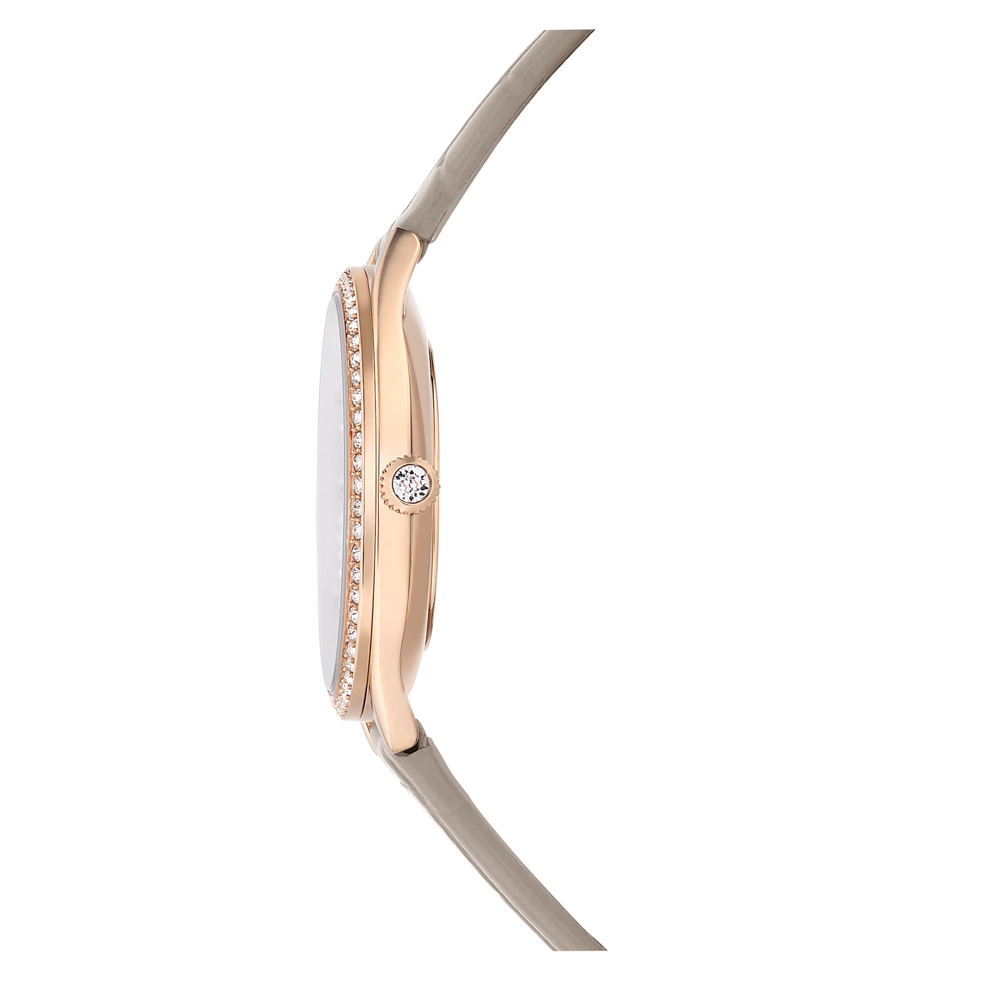 Swarovski Attract Clover Crystals Silver Dial Grey Leather Strap Watch for Women - 5653350