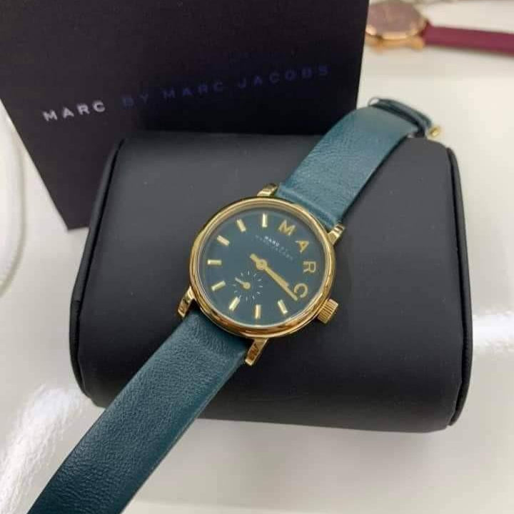 Marc Jacobs Baker Green Dial Green Leather Strap Watch for Women - MBM1268