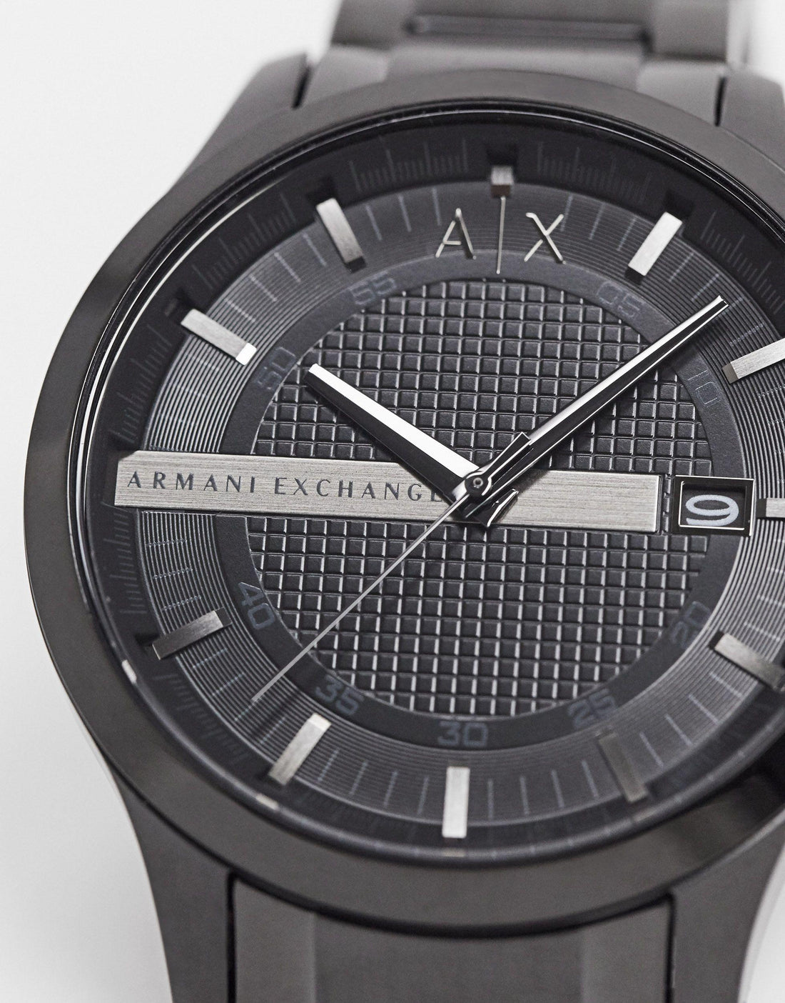 Armani Exchange Hampton Chronograph Black Dial Black Steel Strap Watch For Men - AX2104