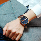 Armani Exchange Hampton Chronograph Blue Dial Brown Leather Strap Watch For Men - AX2172