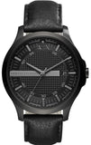 Armani Exchange Hampton Chronograph Black Dial Black Leather Strap Watch For Men - AX2400