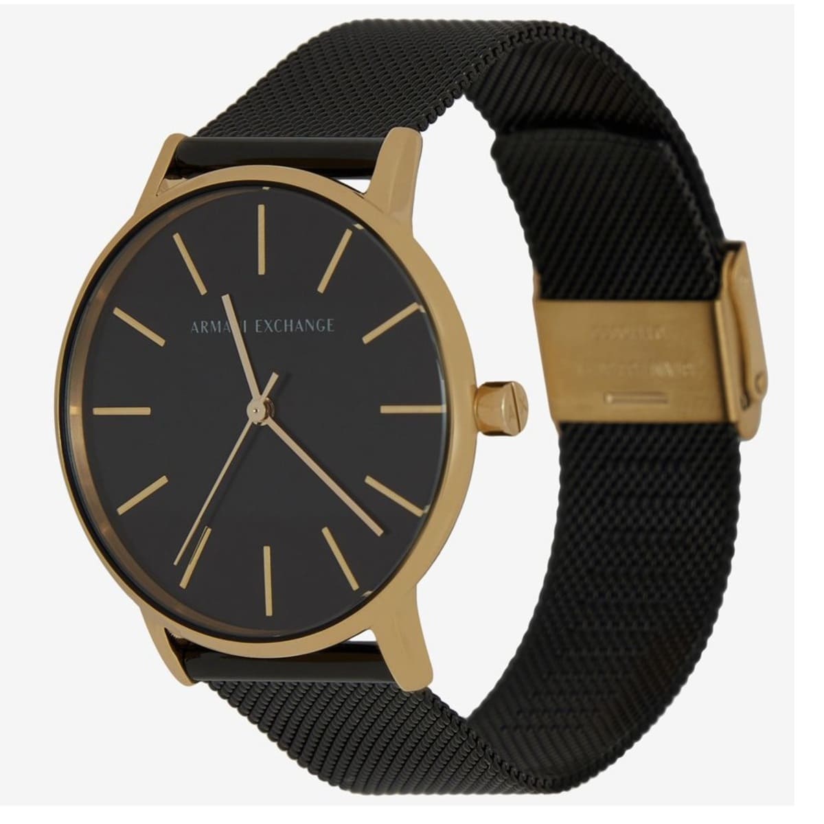 Armani Exchange Lola Three Hand Black Dial Black Mesh Strap Watch For Women - AX5548