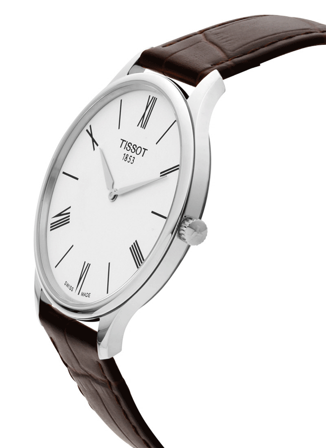 Tissot T Classic Tradition 5.5 Quartz White Dial Brown Leather Strap Watch For Men - T063.409.16.018.00