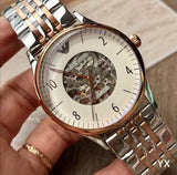 Emporio Armani Meccanico White Dial Two Tone Steel Strap Watch For Men - AR1921