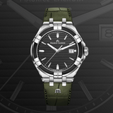 Maurice Lacroix Aikon Quartz Black Dial Green Crocodile Leather Strap Watch for Men - AI1008-PVB21-330-1