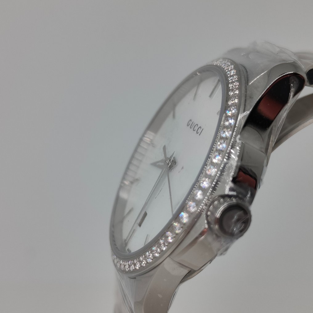 Gucci G Timeless Mother of Pearl White Dial Silver Steel Strap Watch For Women - YA126444