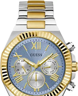 Guess Equity Analog Blue Dial Two Tone Steel Strap Watch For Men - GW0703G3
