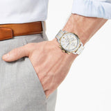 Fossil Dean Chronograph White Dial Silver Steel Strap Watch for Men - FS4795