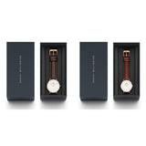 Daniel Wellington Classic Bristol White Dial Brown Leather Strap Watch For Women - DW00100039