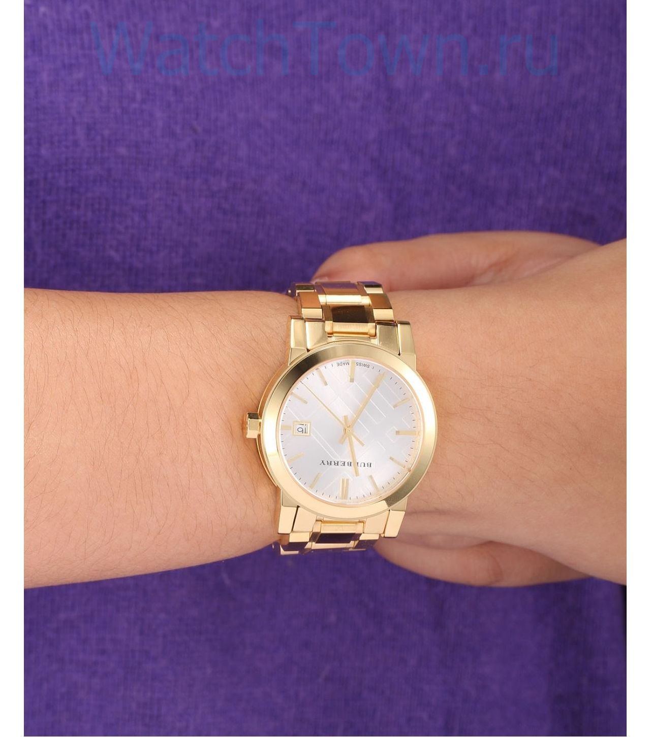 Burberry The City White Dial Gold Steel Strap Watch for Women - BU9103