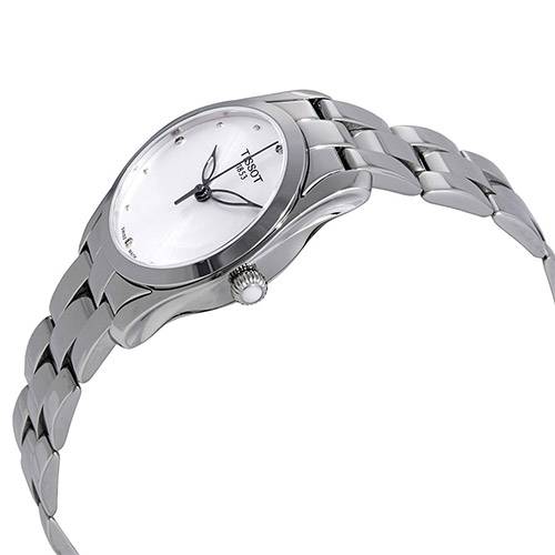 Tissot T Wave Diamonds White Dial Silver Steel Strap Watch For Women - T112.210.11.036.00