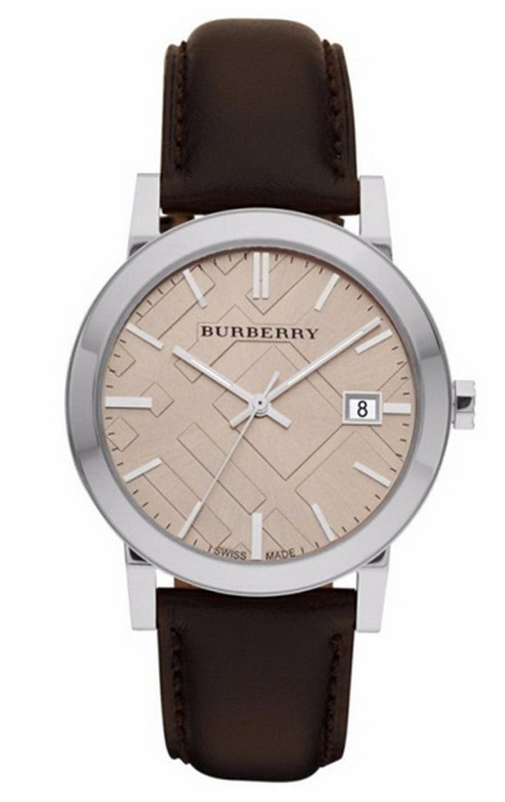 Burberry Heritage Beige Dial Brown Leather Strap Watch for Men - BU1777