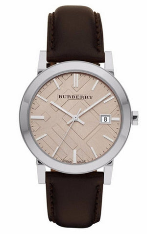 Burberry Heritage Beige Dial Brown Leather Strap Watch for Men - BU1777