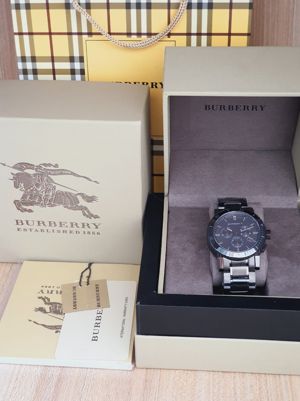 Burberry The City Gunmetal Dial Gunmetal Stainless Steel Strap Watch for Men - BU9381