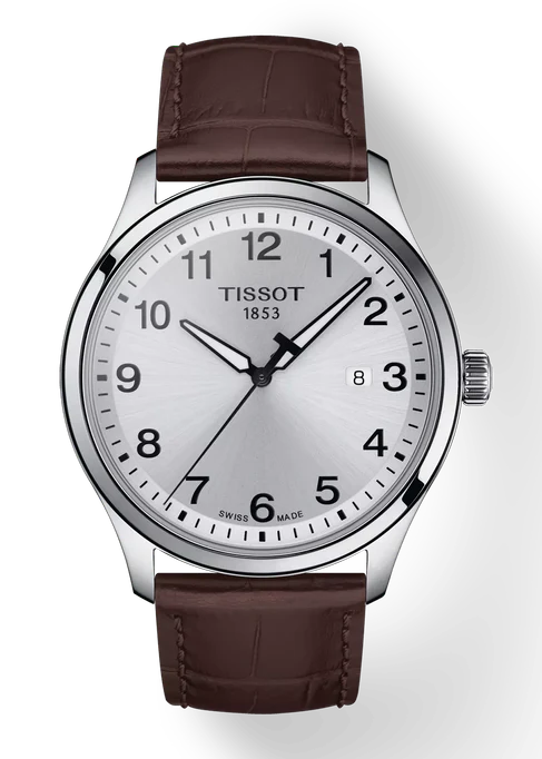 Tissot T-Sport Gent XL Silver Dial Brown Leather Strap Watch for Men - T116.410.16.037.00