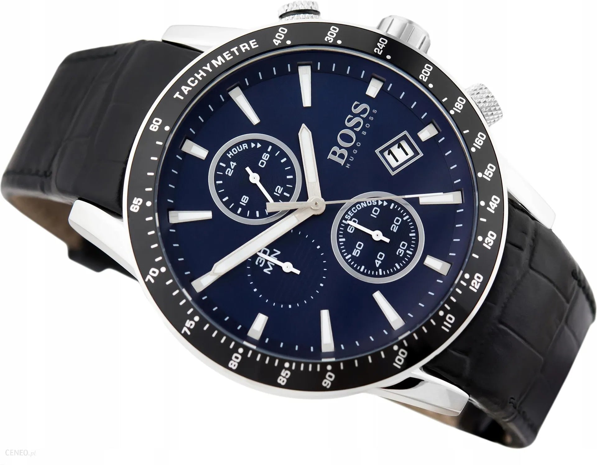Hugo Boss Rafale Chronograph Quartz Blue Dial Black Leather Strap Watch For Men - HB1513391