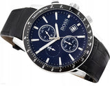 Hugo Boss Rafale Chronograph Quartz Blue Dial Black Leather Strap Watch For Men - HB1513391