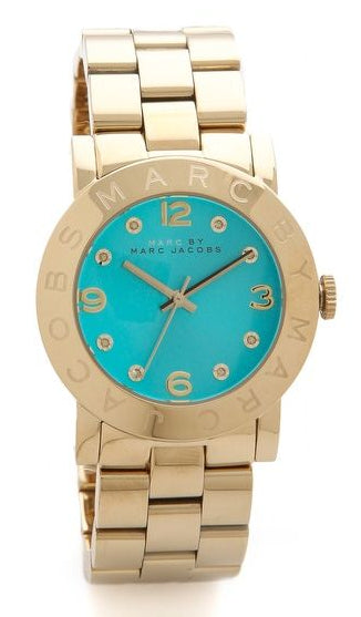 Marc Jacobs Amy Green Dial Gold Steel Strap Watch for Women - MBM8624