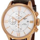 Tissot Des Tourelles Chronograph Silver Dial Brown Leather Strap Watch For Men - T099.427.36.038.00