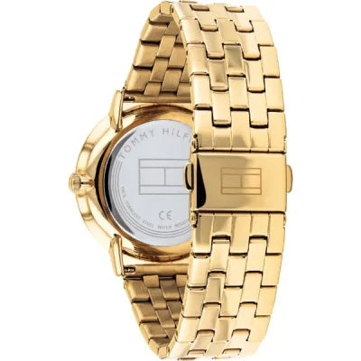 Tommy Hilfiger Jenna Quartz White Dial Gold Steel Strap Watch for Women - 1782069