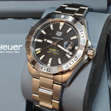 Tag Heuer Aquaracer Automatic Black Dial Silver Steel Strap Watch for Men - WAY2010.BA0927