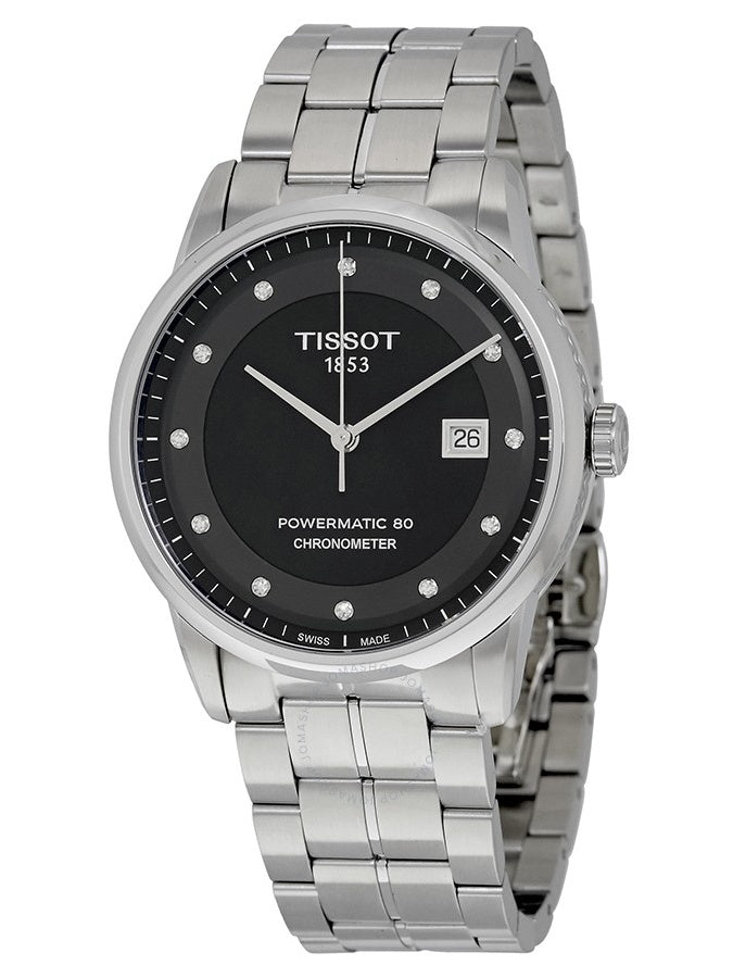 Tissot T Classic Luxury Powermatic 80 Black Dial Silver Steel Strap Watch For Men - T086.408.11.056.00