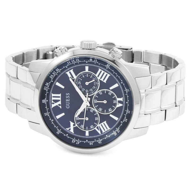 Guess Horizon Chronograph Quartz Blue Dial Silver Steel Strap Watch for Men - W0379G3