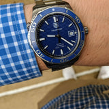 Tag Heuer Aquaracer Calibre 5 Automatic Blue Dial Silver Steel Strap Watch for Men - WAK2111.BA0830