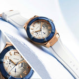 Guess Jet Setter White Dial White Rubber Strap Watch for Women - W0564L1