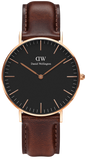 Daniel Wellington Petite St Mawes Black Dial Brown Leather Strap Watch For Women - DW00100169