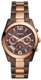 Fossil Perfect Boyfriend Multifunction Brown Dial Two Tone Steel Strap Watch for Women - ES4284