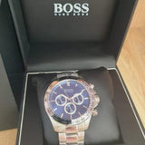 Hugo Boss Ikon Blue Dial Silver Steel Strap Watch for Men - 1512963