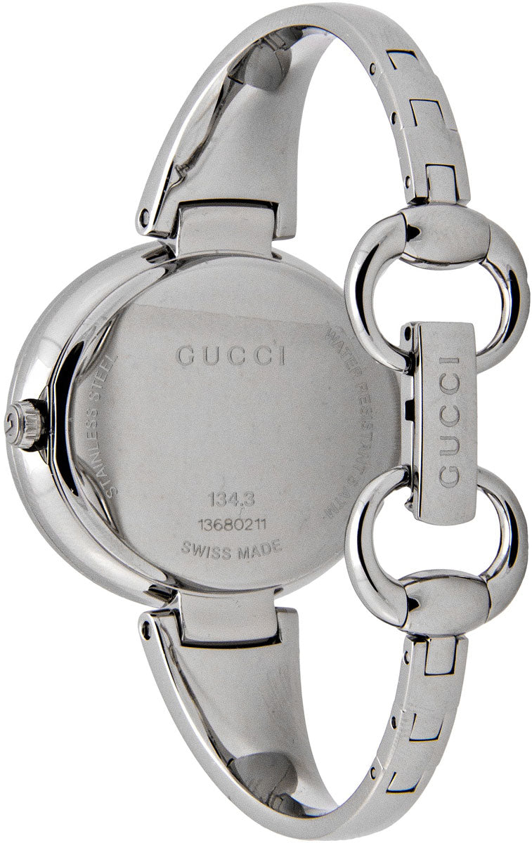 Gucci Guccissima Black Dial Silver Steel Strap Watch For Women - YA134301