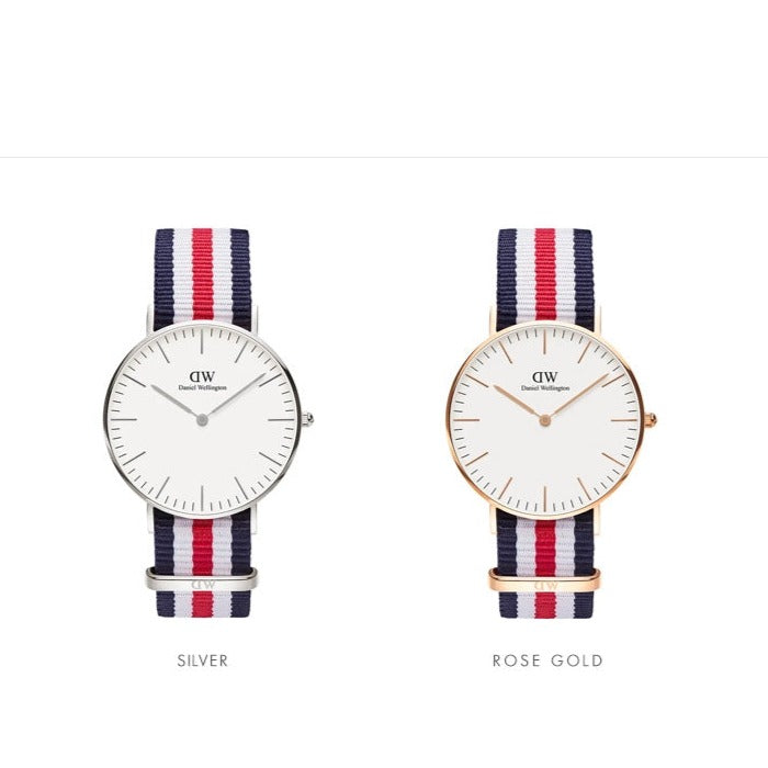 Daniel Wellington Classic Canterbury White Dial Two Tone NATO Strap Watch For Women - DW00100030