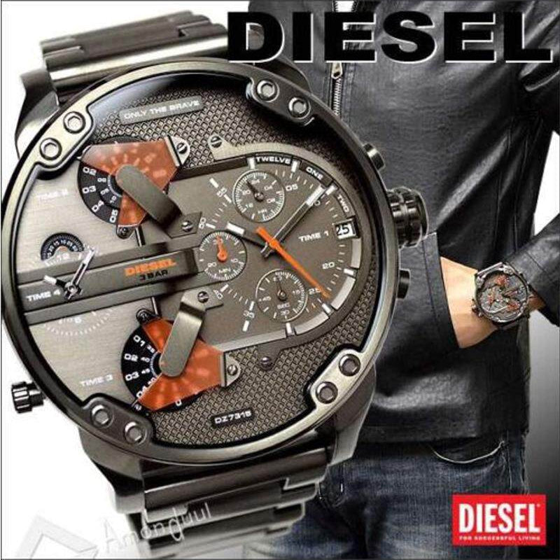 Diesel Mr Daddy 2.0 Chronograph Grey Dial Grey Steel Strap Watch For Men - DZ7315