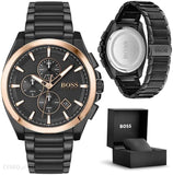 Hugo Boss Grandmaster Black Dial Black Steel Strap Watch for Men  - 1513885