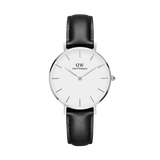 Daniel Wellington Classic Petite York White Dial Black Leather Strap Watch For Women - DW00100188