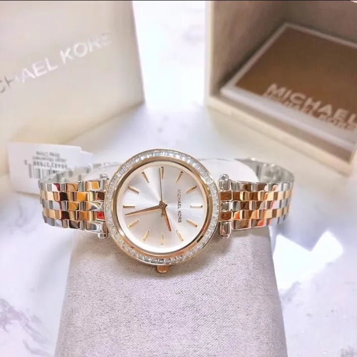Michael Kors Darci Silver Dial Two Tone Steel Strap Watch for Women - MK3405