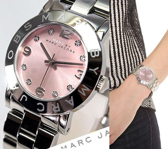 Marc Jacobs Amy Life Pink Dial Silver Steel Strap Watch for Women - MBM3300