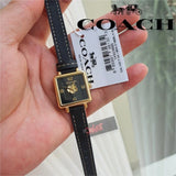 Coach Black Square Dial Black Leather Strap Watch for Women - 14503695